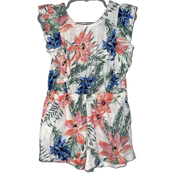 NWT Jessica Simpson Toddler Girls Ruffle Tropical Floral Romper Size 5 - Picture 1 of 13